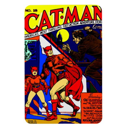 1940's Cat-Man Comics Magnet マグネット (縦)