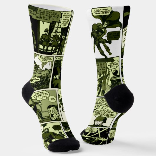 1940's Green Lama Comic Strip Socks ソックス (傾斜あり)