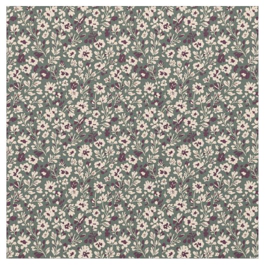 1940s Wartime Floral Sprig Vintage Pattern ファブリック (クローズアップ)