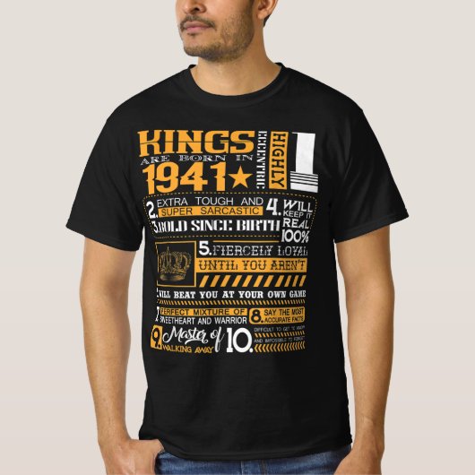 1941おもしろい年生まれのキングのハッピーブリッズデイGif Tシャツ (正面)