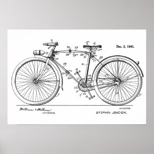 1941ヴィンテージ自転車フレックスフレーム特許アートプリント ポスター
