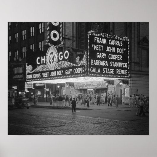 1941年のシカゴの映画館、ヴィンテージ写真 ポスター (正面)
