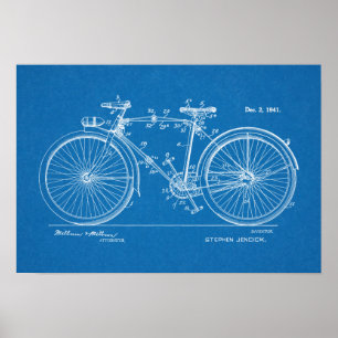 1941年のヴィンテージの自転車のパテントの青写真の芸術のプリント ポスター