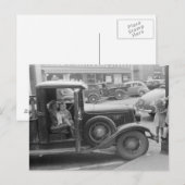 1941年の田舎の子供たちの町見学 ポストカード (正面/裏面)