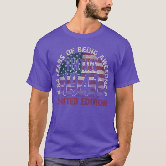 1941年生まれの男性のための84歳の誕生日ギフト 復古 Tシャツ (正面)