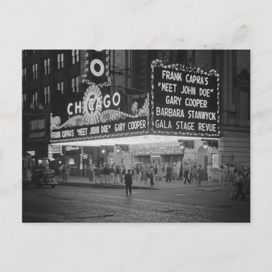 1941年、夜のシカゴ映画館 ポストカード (正面)