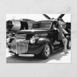 1941 Chevyピックアップ改造トラックピンアップガール ポストカード