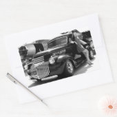 1941 Chevyピックアップ改造トラックピンアップガール 長方形シール (封筒)