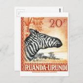 1942ルアンダウルンディゼブラ切手 ポストカード (正面/裏面)