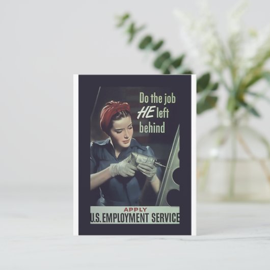 1942年から1945年までの第2離れ次世界大戦ポスターの裏で彼の仕事をする ポストカード (スタンド正面)