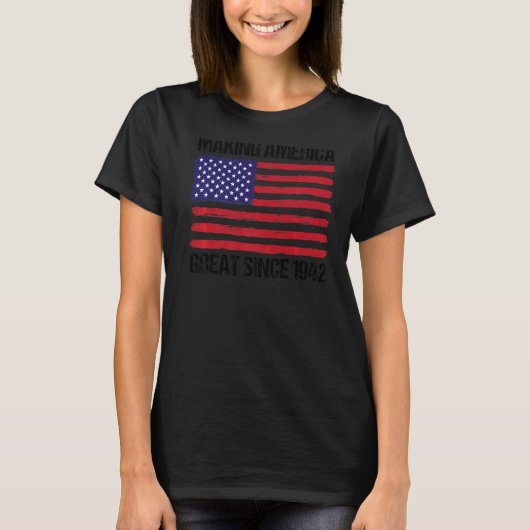 1942年から80番目の誕生日が素晴らしアメリカを創る Tシャツ (正面)