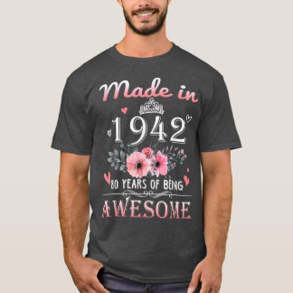 1942年に80歳のフローラ80歳の誕生日ギフト Tシャツ