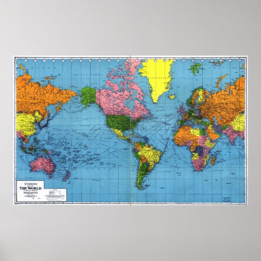 1942年の世界地図 ポスター (正面)