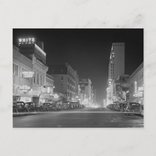 1942年の夜のダラス ポストカード (正面)