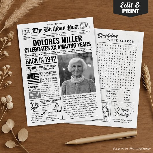 1942年カスタム新聞紙誕生日カード、トレンド シーズンカード