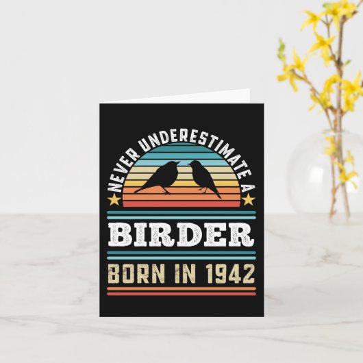 1942年生まれのバードウォッチング愛好家 80歳誕生日プレゼント カード (黄色い花)