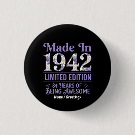 1942年製 フローラル 84歳の誕生日 おめでとう 缶バッジ