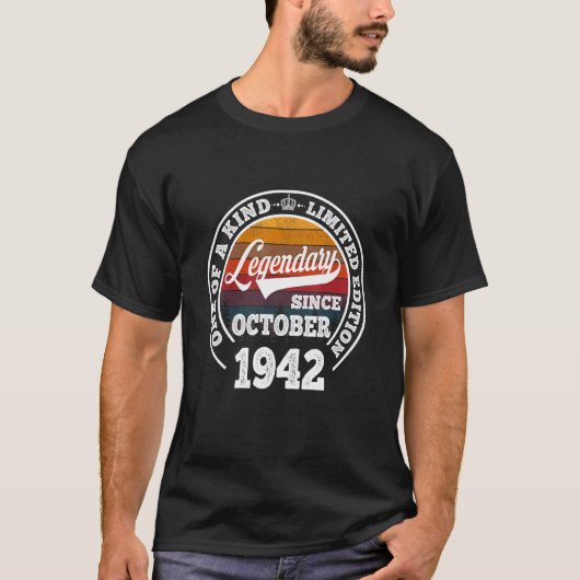 1942年10月以来の伝説80番目の誕生日80年 Tシャツ (正面)