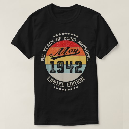 1942年5月80誕生日80年素晴らし前 Tシャツ (デザイン正面)