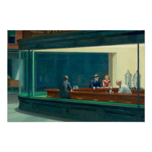 1942年 エドワード・ホッパー『夜更かしする人々』 ポスター (正面)