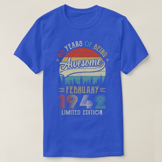 1942生まれ年2月80日誕生日1942年80Y製 Tシャツ (デザイン正面)