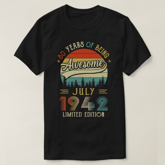 1942生まれ年7月80日誕生日1942年80年製 Tシャツ (デザイン正面)
