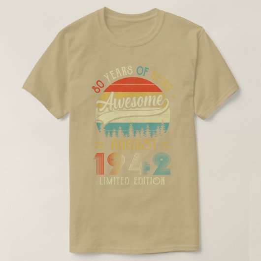 1942生まれ年80年に1942年に作られた第80誕生日 Tシャツ (デザイン正面)
