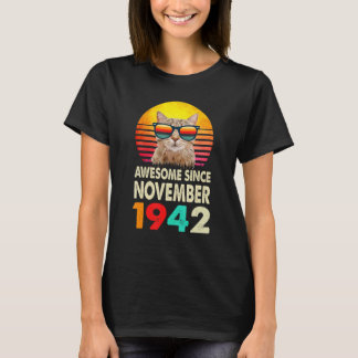 1942素晴らし年11月以来80誕生日猫Vint Tシャツ