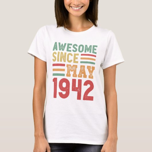 1942素晴らし年5月以来80番目の誕生日ギフト Tシャツ (正面)
