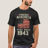 1943年から素晴らしアメリカを作るヴィンテージ79th Birt Tシャツ (正面)
