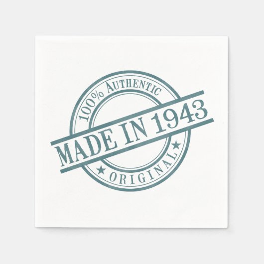 1943年の誕生年間の丸ゴム印のロゴで作られる スタンダードカクテルナプキン (正面)