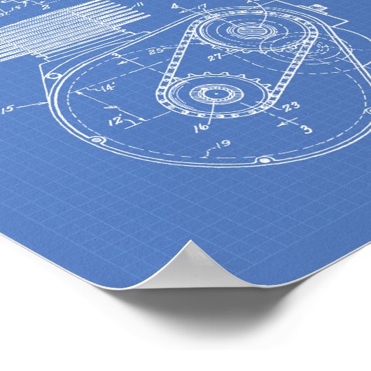 1943年オートバイ特許設計図 ポスター (角)