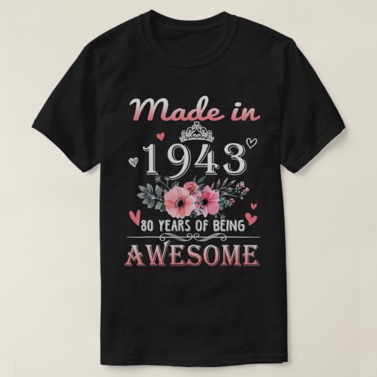 1943年フローラ80歳80誕生日ギフト作 Tシャツ (デザイン正面)