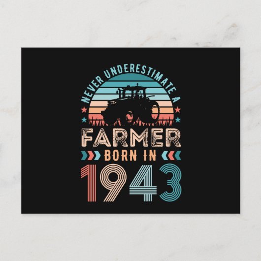 1943年生まれの農家 80歳誕生日 農業ギフト レトロ ポストカード (正面)