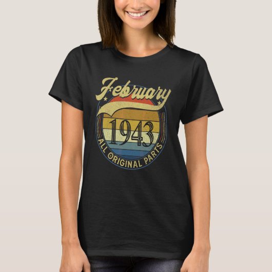 1943年2月すべてのオリジナルパーツヴィンテージ誕生日 Tシャツ (正面)