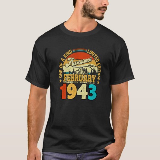 1943年2月以来 すばらしい80歳 80歳の誕生日 Tシャツ (正面)