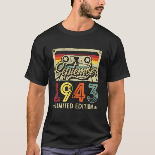 1943年9月78日誕生日カセットテープ78年 Tシャツ (正面)