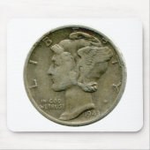 1943米国の水星のダイムの表のmousepad マウスパッド (正面)