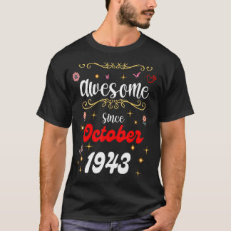 1943素晴らし年10月以来誕生日花とお尻 Tシャツ