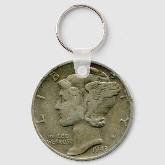 1943 US Mercury dime obverse keychain キーホルダー (正面)