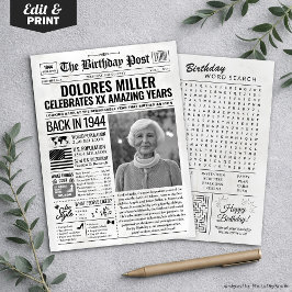 1944カスタム年新聞紙誕生日カードのトレンド シーズンカード
