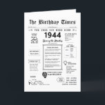 1944年あなたが生まれ誕生日カード サンキューカード<br><div class="desc">1944年の過去カードを手に入れ！魅力的な事実と重要な瞬間が溢れ、特別な日のために入念に作られた歴史の旅である。お祝いを忘れられない思い出に仕上げたこのバースデーカードは、その時代の詳細と生々しい人生の垣根を満載。スライス専攻のパンの台頭、バブルガムの大量生産、音楽の揺れる音などのイベントから人気がある、一般的なベビーネームやマイクロ波、ダクトテープ、コンピュータなどの画期的な詳細など、小さいが等しく重要な発明まで、このカードは1940年代と1944年の歴史の宝庫として機能する。平均収入、ズーオットスーツ、プードルカット、Sカールなどの流行のトレンド、時代のスラング、パンの塊やガスのガロンなどの日常品の典型的なコストなど、さまざまな側面を探索する。この過去への旅は魅力的で、誕生日カードの中で人生がどのように変わってきたかを垣間見ることができる独身の。誕生日カードの中：私たちは時間に旅を取る、そう甘い、戻る時間に旅行し、思い出を持っては、最後に思い出でいっぱいの保年、世界のイベントから過ぎた傾向まで。ハッピーバースデー!</div>