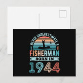 1944年生まれの漁師 80歳の誕生日プレゼント フィッシング ポストカード (正面/裏面)