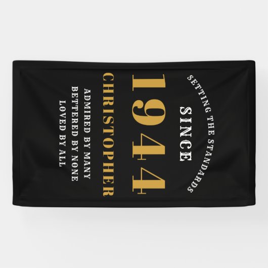 1944年生まれ 80歳誕生日おめでとう 【名前】 ブラックゴールド 横断幕 (横)