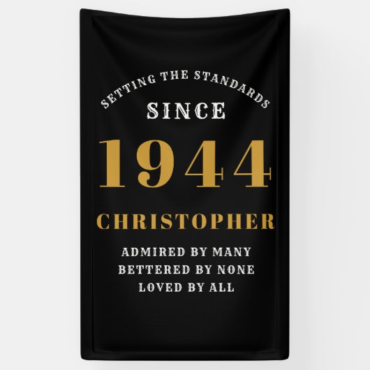 1944年生まれ 80歳誕生日おめでとう 【名前】 ブラックゴールド 横断幕 (縦)