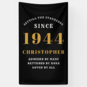 1944年生まれ 80歳誕生日 おめでとう 名前 ブラック ゴールド 横断幕 (縦)