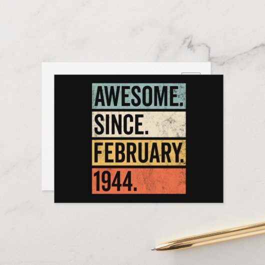 1944年2月から素晴らしい誕生日 ポストカード (正面/裏面インサイチュ)