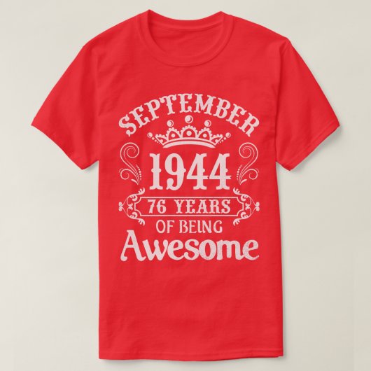 1944年9月ハッピーバースデー76歳Aw Tシャツ (デザイン正面)