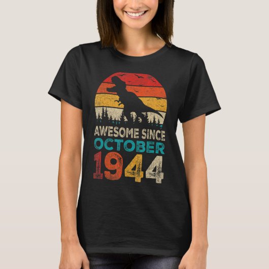 1944素晴らし年10月78th誕生日Boy Dinos Tシャツ (正面)