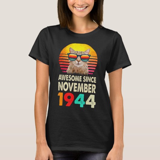 1944素晴らし年11月以来78誕生日猫Vint Tシャツ (正面)
